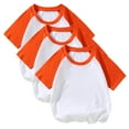 thumbnail image 2 of Odeerbi Kids Boys Girls 3 PCS Raglan Shirts Cotton Baseball Tee Short Sleeve T-shirts Soft Basic Tees Kids Solid Color Summer Shirt Top Kids Clothes Orange, 2 of 5