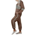 thumbnail image 6 of CFLVAEK Sweatsuits Women Two Piece Color Block Long Sleeve Pullover Tops Drawstring Waist Sweatpants Plus Size Lounge Tracksuits with Pockets Khaki M, 6 of 8