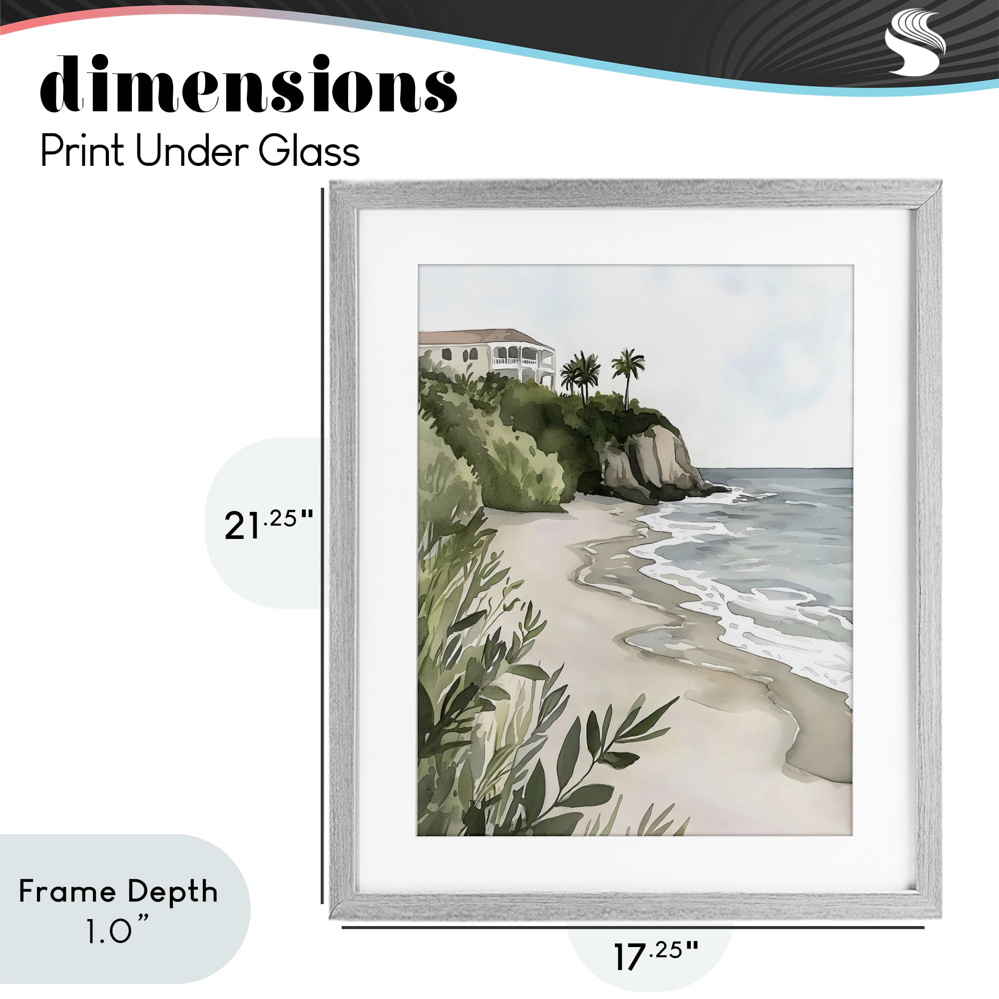 Stupell Industries Coastal Calm Villa on Bluff Gray Framed Print Under Glass, design by Riley B
