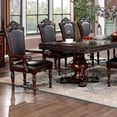 thumbnail image 6 of Miekor Furniture Majestic Traditional 2pcs Arm Chairs Brown Cherry Solid wood Faux Wood Carved Details Black Leatherette Seats Formal Dining Room Furniture W5U520, 6 of 7