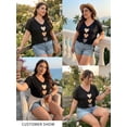 thumbnail image 4 of Cuteduck Women's Tops Summer Short Sleeve V-Neck Plus Size One-Sleeve Lace Three-Color Gradient Heart Print Casual Chic Blouses 1X-4X, 4 of 7