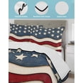 thumbnail image 4 of Quilts Twin XL Size, Retro American Flag Soft Comforter Bedding Set for Bed, White Star Red Blue US Flag Lightweight Quilted Bedspread with Pillow Cover(2 Pieces) for All Season, 68x98 Inch, 4 of 6