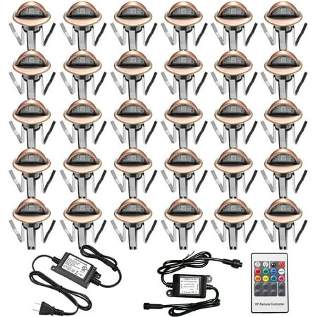 

Pack of 30 Warm White Low Voltage LED Deck Lights kit Outdoor Garden Yard Decoration Lamp Recessed Landscape Pathway Step Stair Warm White LED Lighting Black