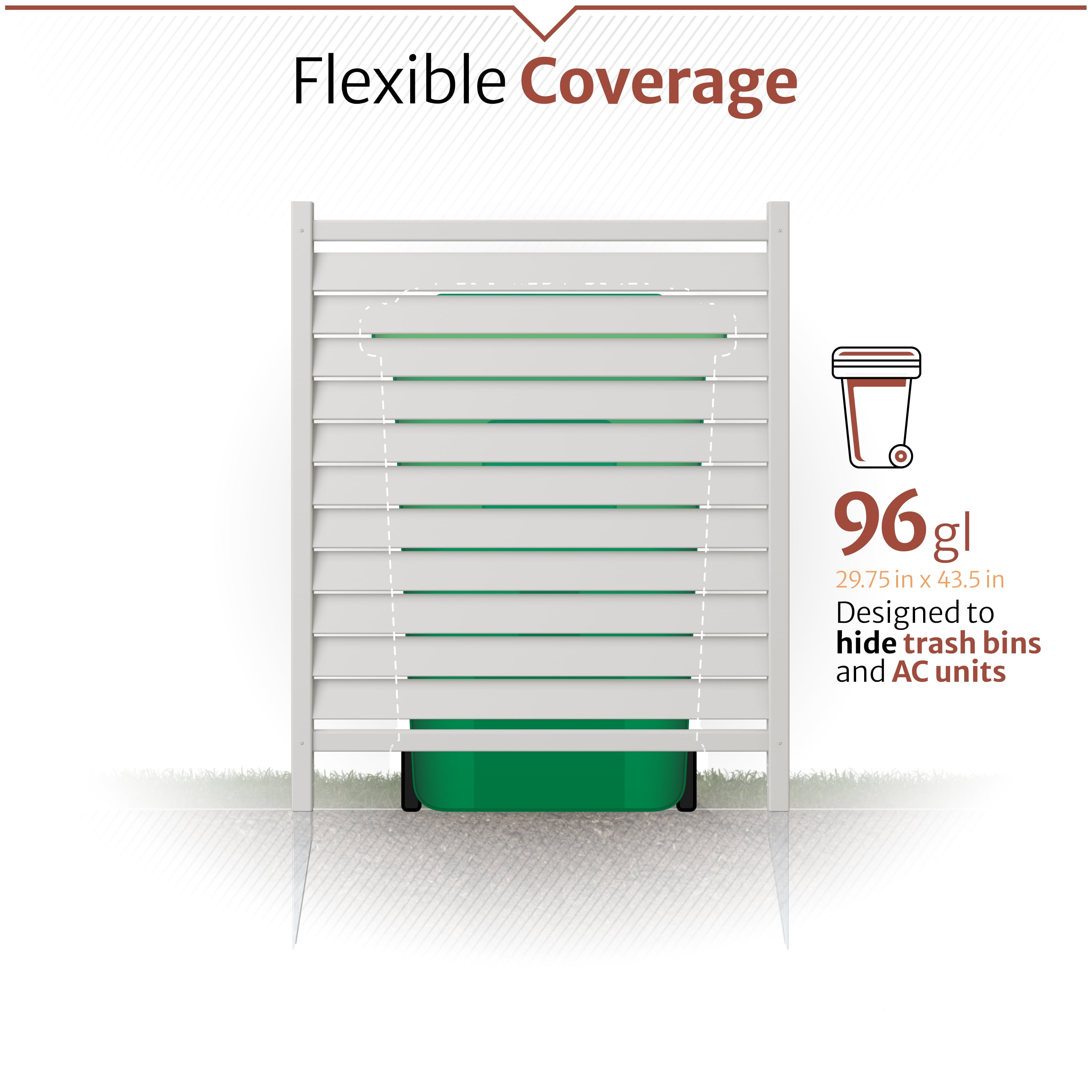 44in H x 36in W (2 Panels) No Dig Enclo Waverly Vinyl Privacy Screen, Outdoor Privacy Screen Panels, Trash Can Enclosure, Air Conditioner Fence, Pool Equipment Enclosure, EC18010