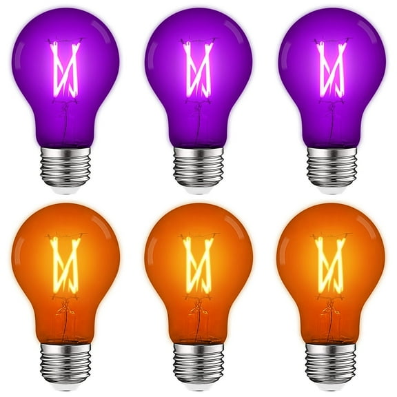 Luxrite A19 Halloween LED Purple and Orange Light Bulbs 4.5W=60W UL E26 Indoor Outdoor Holiday Lighting 3