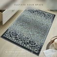 thumbnail image 5 of Maples Rugs Pelham Transitional Vintage Scroll Navy Grey Washable Entryway Area Rug, 2'6 x 3'10, 5 of 8