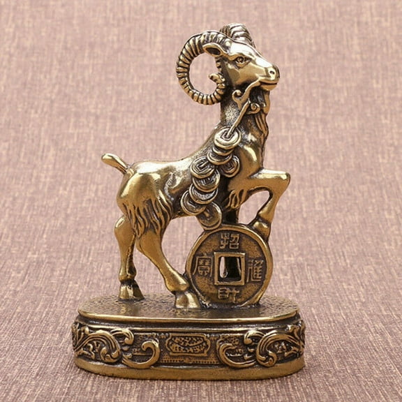 Brass Solid Goat Figurines Small Statue Home Ornaments Animal Figurines Gift