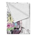 thumbnail image 2 of Paris Soft Flannel Fleece Throw Blanket, Young Girl Bike and Roses in a Street Old Town Musician Romantic Tour City, Cozy Plush for Indoor and Outdoor Use, 70" x 90", Multicolor, by Ambesonne, 2 of 5
