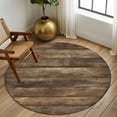 thumbnail image 2 of Round Rugs 8Ft, Old Wooden Board Round Area Rug Washable Indoor Throw Carpet, Country Farmhouse Wooden Planks Brown Large Non Slip Circle Rug for Kids Room RV Home Decor Aesthetic, 2 of 8