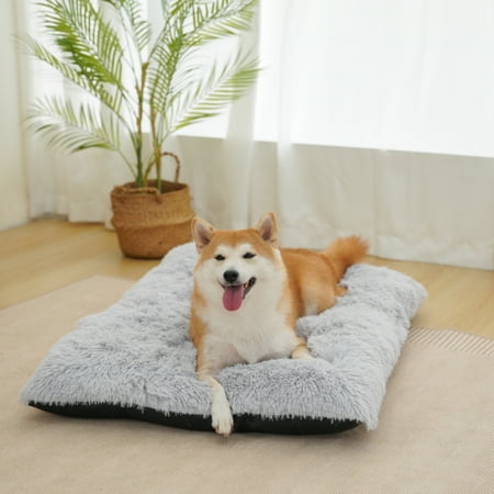 Reyox Large Dog Bed, Plush Dog Cage Bed Fluffy, Washable Dog Mat with Non-Slip Bottom for Large and Medium Dogs,35 x 23 inch