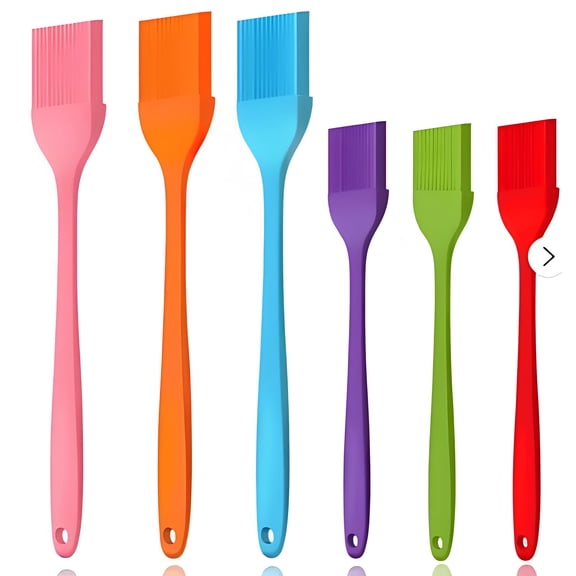 6‑Pack Silicone Basting Brush Set, 3 Large & 3 Small Food‑Grade Integrated Pastry Brushes, Heat‑Resistant Silicone Brush for Baking, Grilling, Cooking, Sauce, Oil & Marinade