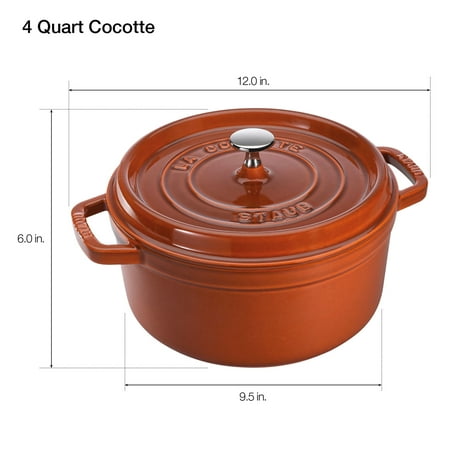 Staub Cast Iron 4-qt Round Cocotte - Burnt Orange - Burnt Orange