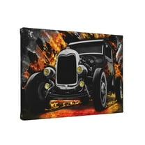TEQUAN Hot Rod Antique Cool Car Wall Art Canvas Prints, Modern Artwork Frameless Painting, 8" x 12"