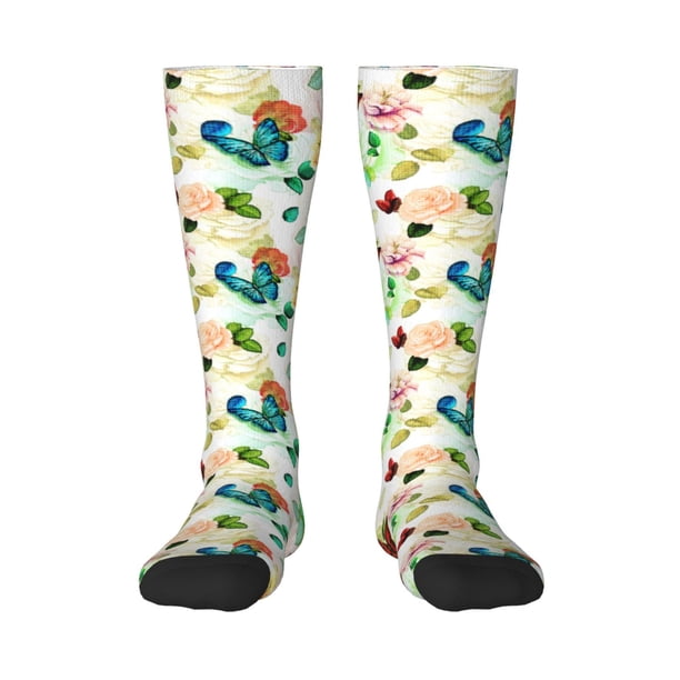 Balery Floral Vintage Calcetines novedosos Calcetines deportivos Calcetines hasta la rodilla Calcetines de algodón Calcetines originales y geniales