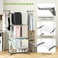 thumbnail image 6 of Topbuy Foldable Clothes Drying Rack Oversized 4-Tier Collapsible Laundry Rack w/ 3 Retractable Trays Hanger Holders, 6 of 9