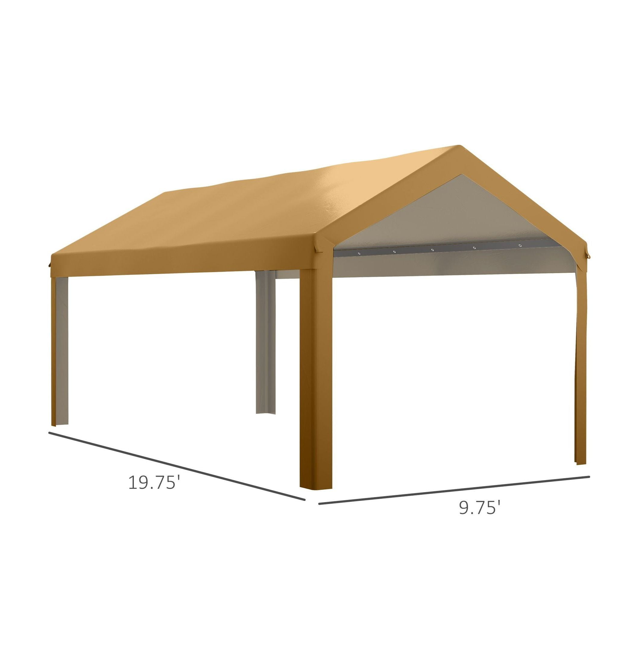 10x20ft Carport Roof Replacement Canopy, UV Resistant, Beige - Fits 84C-378V00 & 84C-206 Series