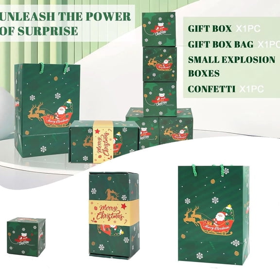 Surprise Gift Box Explosion For Money, Pop Up Money Gift Box, Diy Red Envelope Bouncing Romantic Gift Box, Merry Christmas Surprise Box Gift Box For Cash Gift For Christmas(Green,10Pcs)