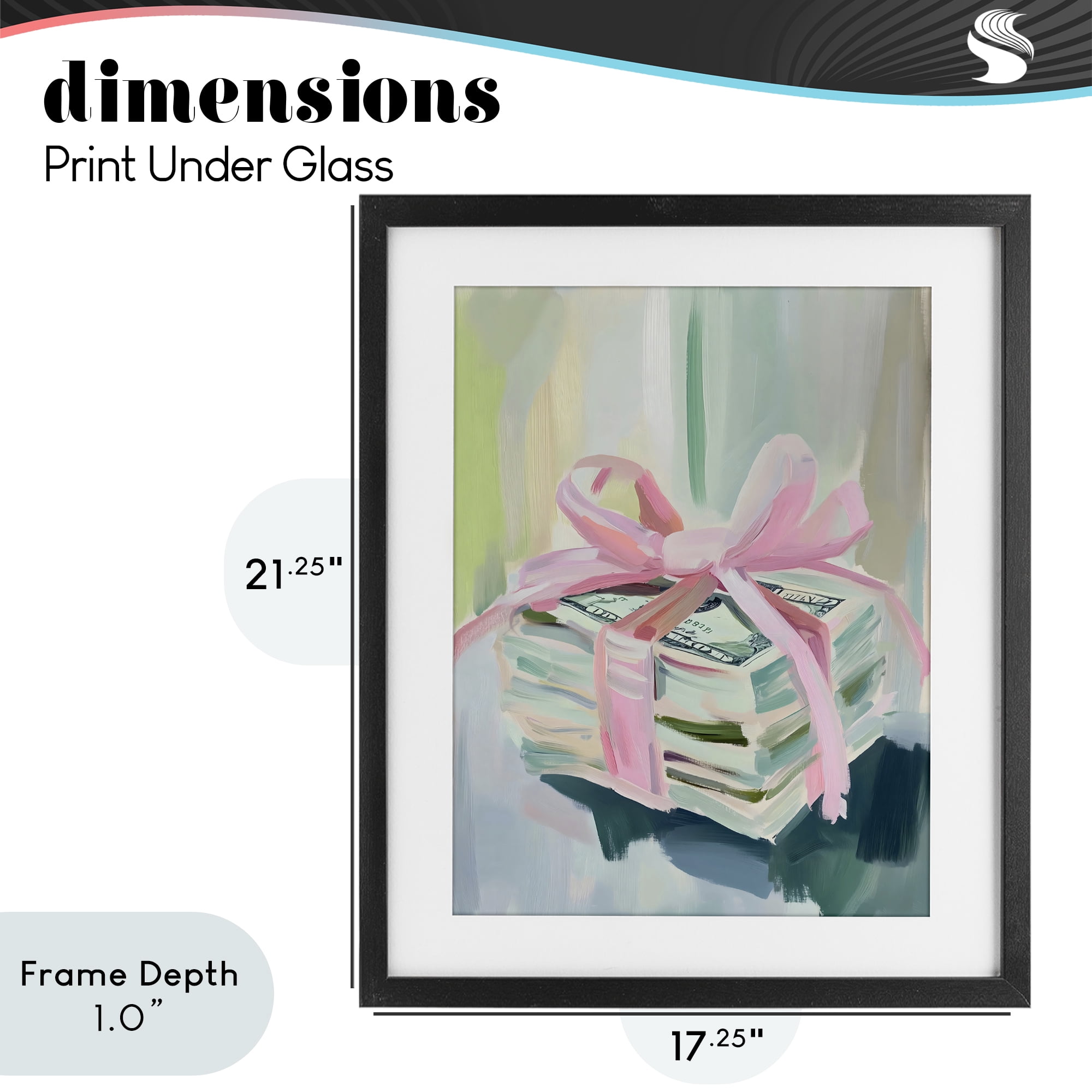 Stupell Industries Pink Bow Cash Bundle Black Framed Print Under Glass, design by The Prints Vibe