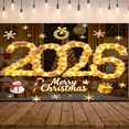 thumbnail image 2 of Festive Design Merry Christmas Banner Holiday Decoration Gold Light Up 2026 Banner for Christmas Party Celebration Indoor Decor, 2 of 9