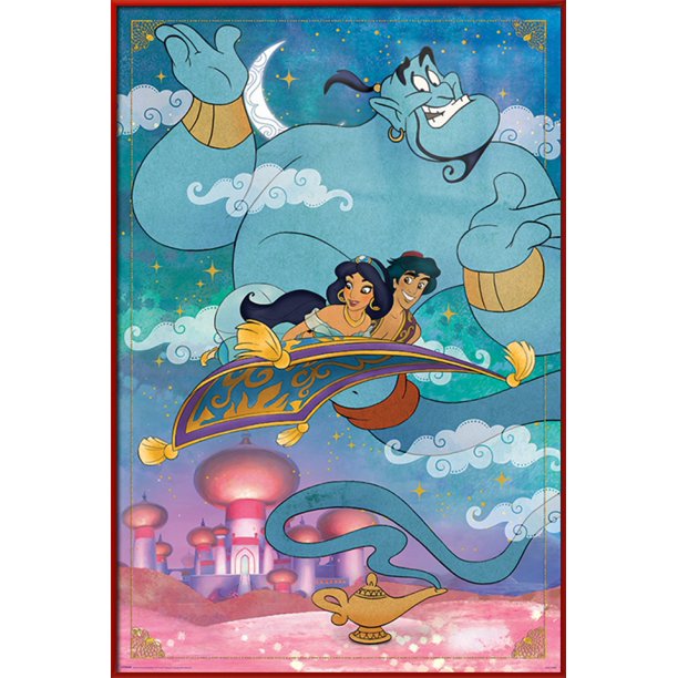 Aladdin 1992 Framed Movie Poster A Whole New World Magic Carpet Size 24 X 36 Walmart Com Walmart Com