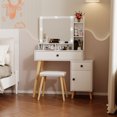 thumbnail image 4 of Vastcury Vanity Desk with Hollywood LED Mirror, Light Adjustable Brightness, Wooden Vanity Set with Storage for Bedroom, White, 4 of 6