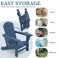 thumbnail image 3 of LOYALICE Folding Adjustable Adirondack Chair with Retractable Ottoman, HDPE Weatherproof Outdoor Chair With Double Cup Holder, Navy, 3 of 11