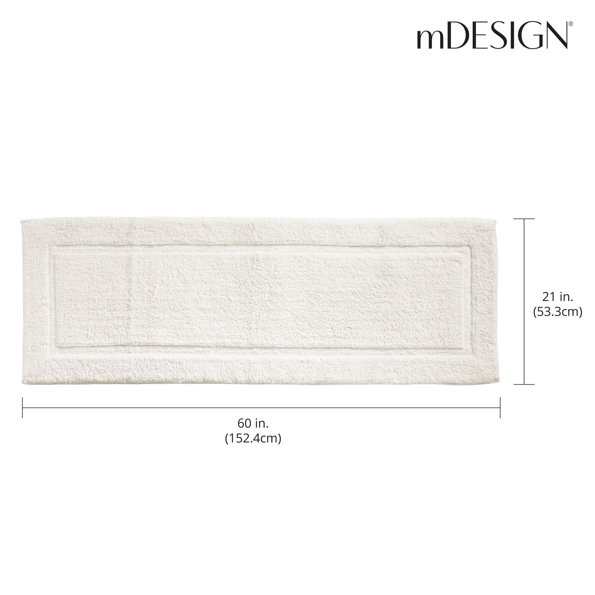 mDesign Bathroom 100% Cotton Rectangle Rug, Long Runner, 60" x 21", Natural/Tan