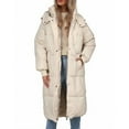 thumbnail image 2 of Women's 2025 Long Puffer Hooded Coat, Knee-Length Thickened Winter Jacket, Oversized Quilted Parka, Loose Fit Warm Coat, Casual Winter Outerwear Beige L, 2 of 7