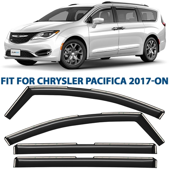CLIM ART in-Channel Incredibly Durable Rain Guards for Chrysler Pacifica 2017-2026, Original Window Deflectors, Vent Window Visors, Vent Deflector, 4 pcs. - 617486