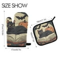 thumbnail image 2 of Yayeee Oven Mitts and Pot Holder Set of 2 Heat Resistant Kitchen Gloves Baking Hot Pad, Black Halloween Cat, 2 of 5