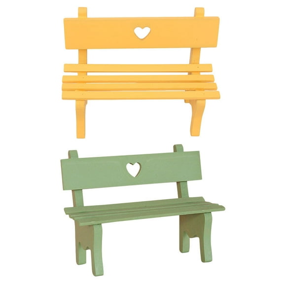 2pcs mini banco miniatura muebles de parque silla jardín pueblo pueblo patio banco