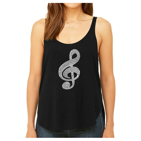 LA Pop Art Women's Premium Word Art Flowy Tank Top - Music Note