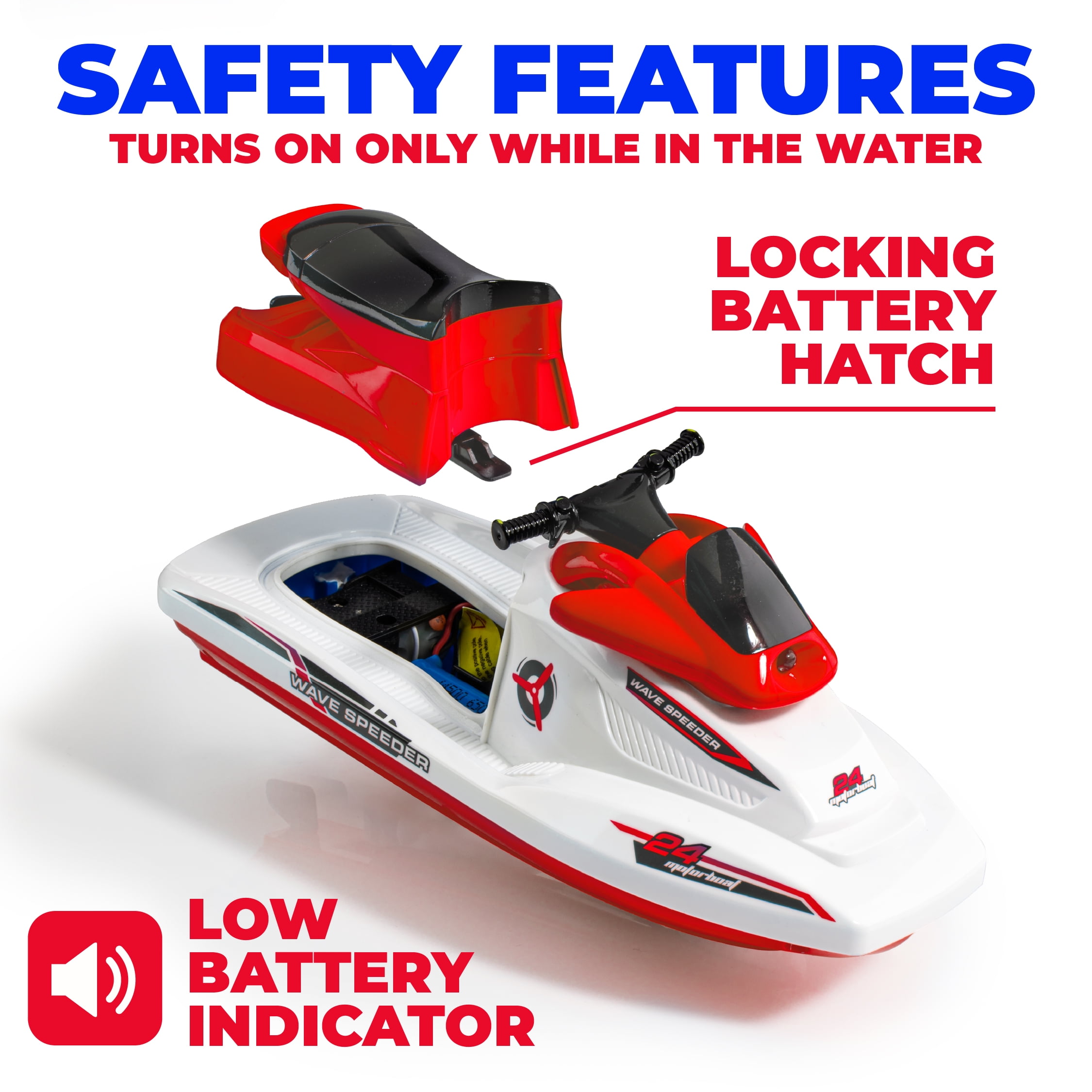 Force1 Red Wave Speeder Small Boat - Compact Remote Control Boat for Lakes  and Ponds 