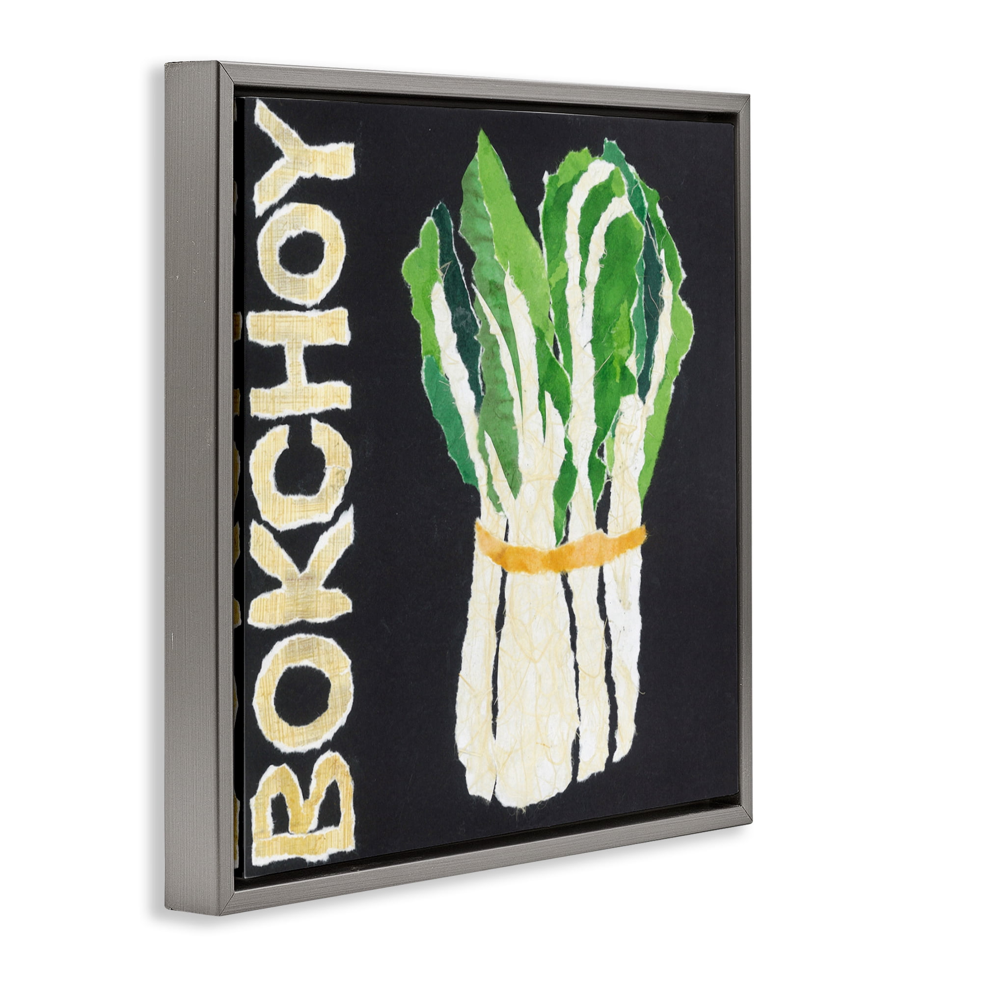 Stupell Industries Bok Choy Leafy Vegetable Gray Framed Floater Canvas Wall Art, design by Nancy Overton