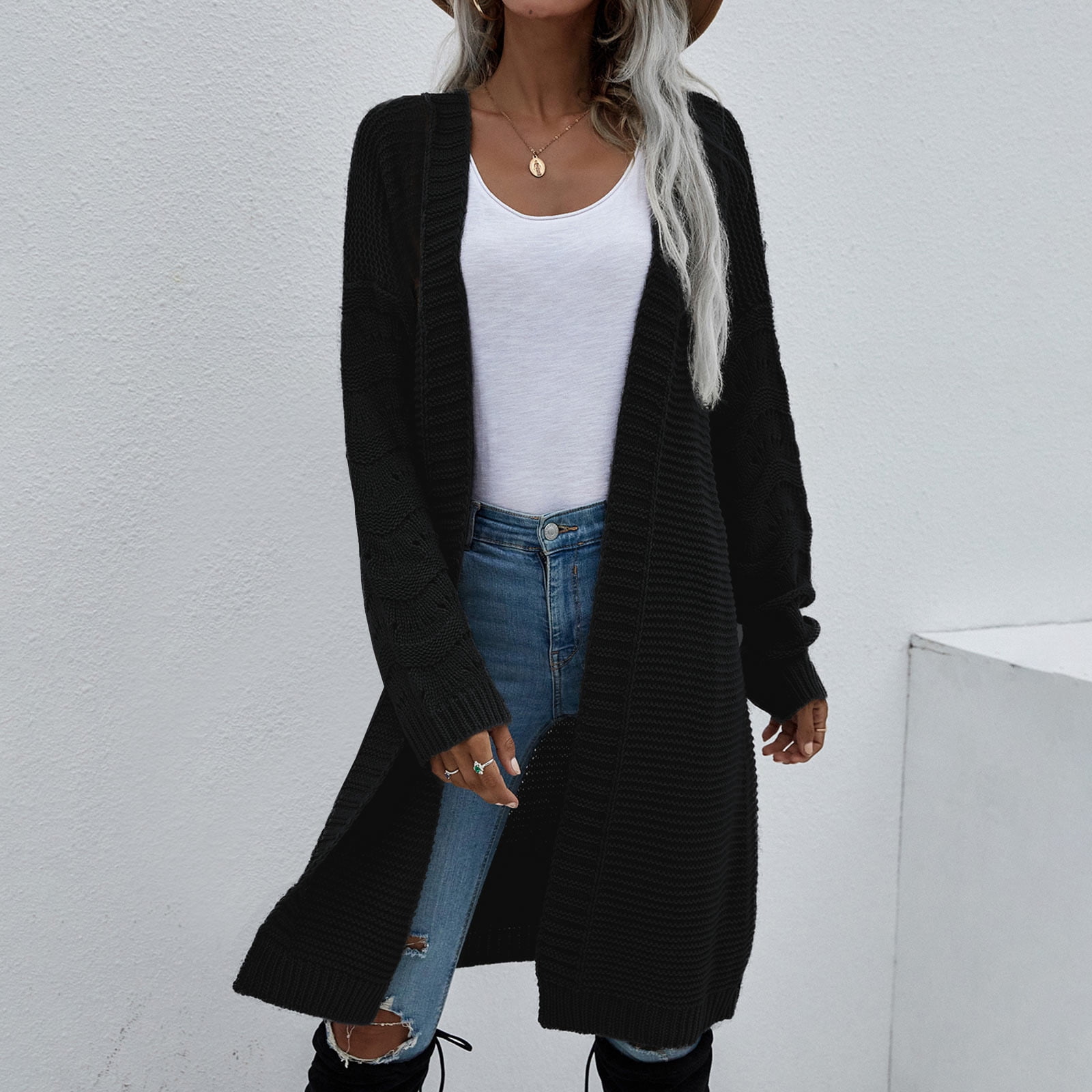 ShomPort Women Long Sleeve Knit Sweater Cardigan Fall Oversized