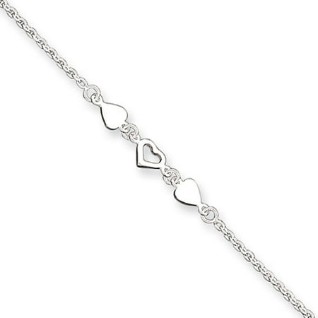 - Sterling Silver 9 Heart Link Anklet