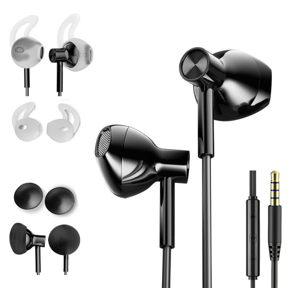 3.5mm Plug Wired headphones,earbuds wired Stereo heavy bass, Memory cotton pad sound insulation earphone wire