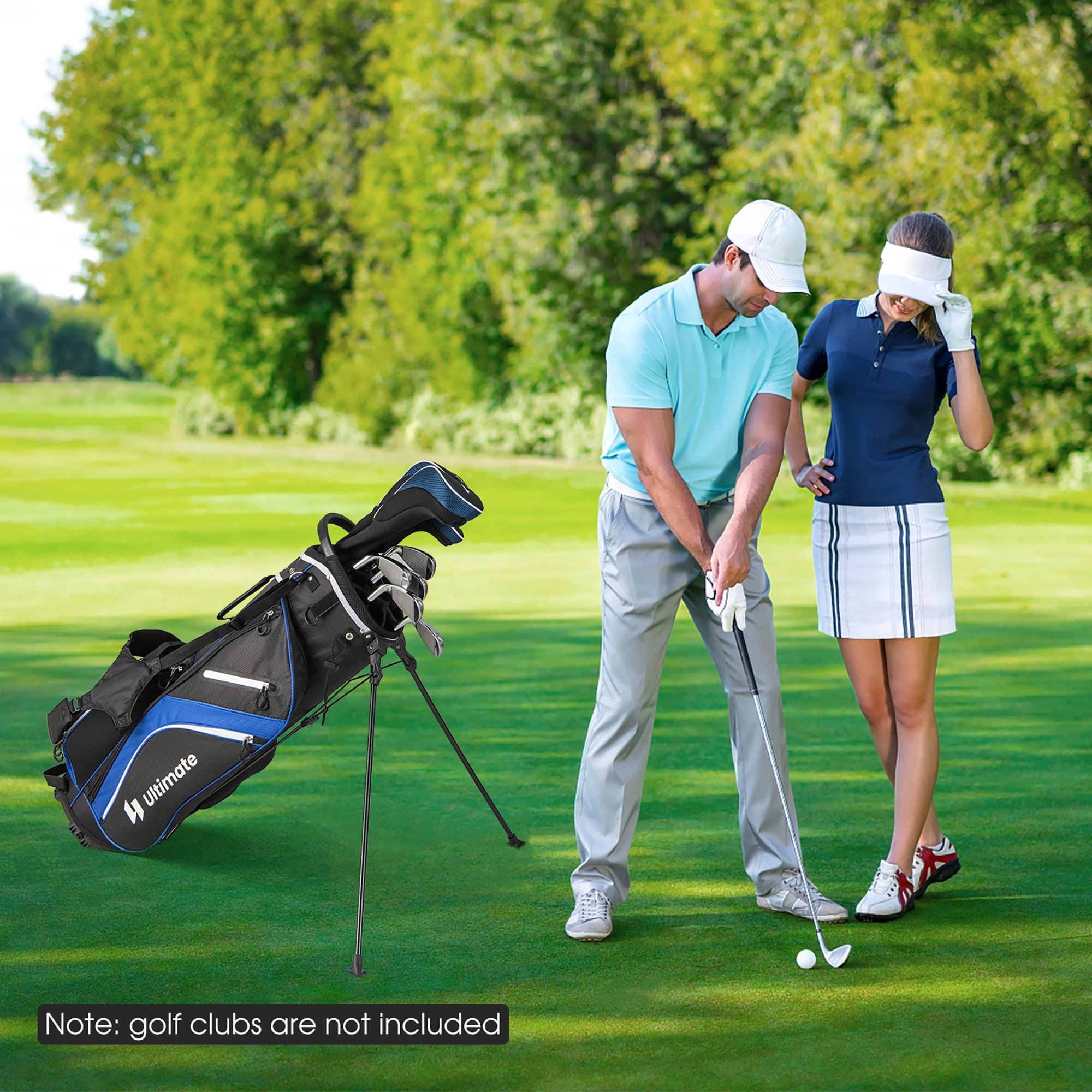 Gymax Golf Stand Bag Golf Club Bag w/ 14 Way Top Dividers & 6 Pockets & Carrying Handles Blue