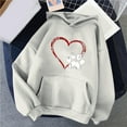 thumbnail image 2 of Bmisegm Chandail à Capuche Décontracté pour Femmes Automne Hiver Confortable Chic Imprimé Cœur Manches Longues Col Rond avec Poche Gris m, 2 of 3