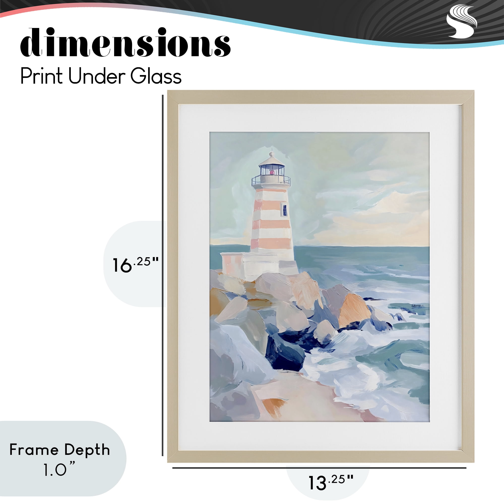 Stupell Industries Coastal Lighthouse in Pastels Birch Framed Print Under Glass, design by Creative Studio