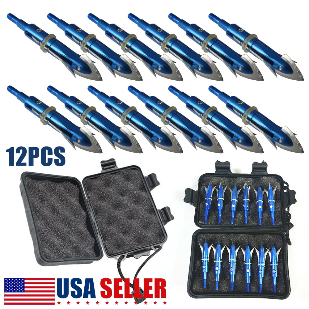 Steel Broadheads with 2 Blades 100 Grain Hunting Arrow Tips Screw Thread for Arrowheads