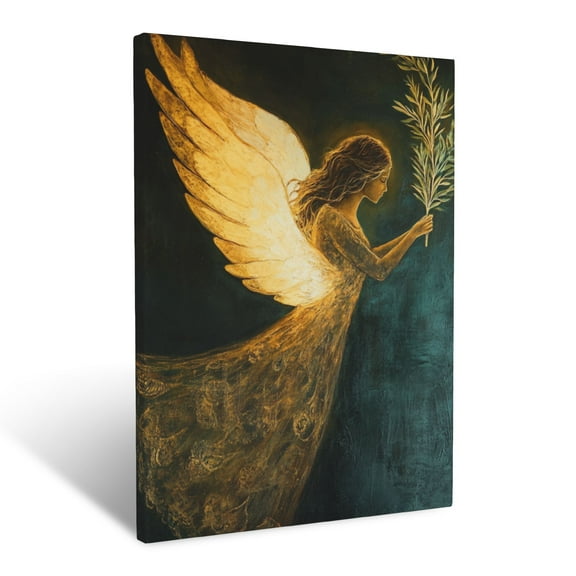 CozyNet Angel Carrying A Radiant Olive Branch Glowing Softly, Symbolizing Peace & Divine Promise Wall Art Prints With Frame Canvas Perfect for Living Room & Bedroom, Wall Decor 12"x16"