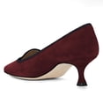 thumbnail image 4 of YDN Women Classic Pointed Closed Toe Pumps Low Kitten Heel Slip on Loafers Suede Office Ladies Dressy Shoes Size 6 Dark Red, 4 of 4