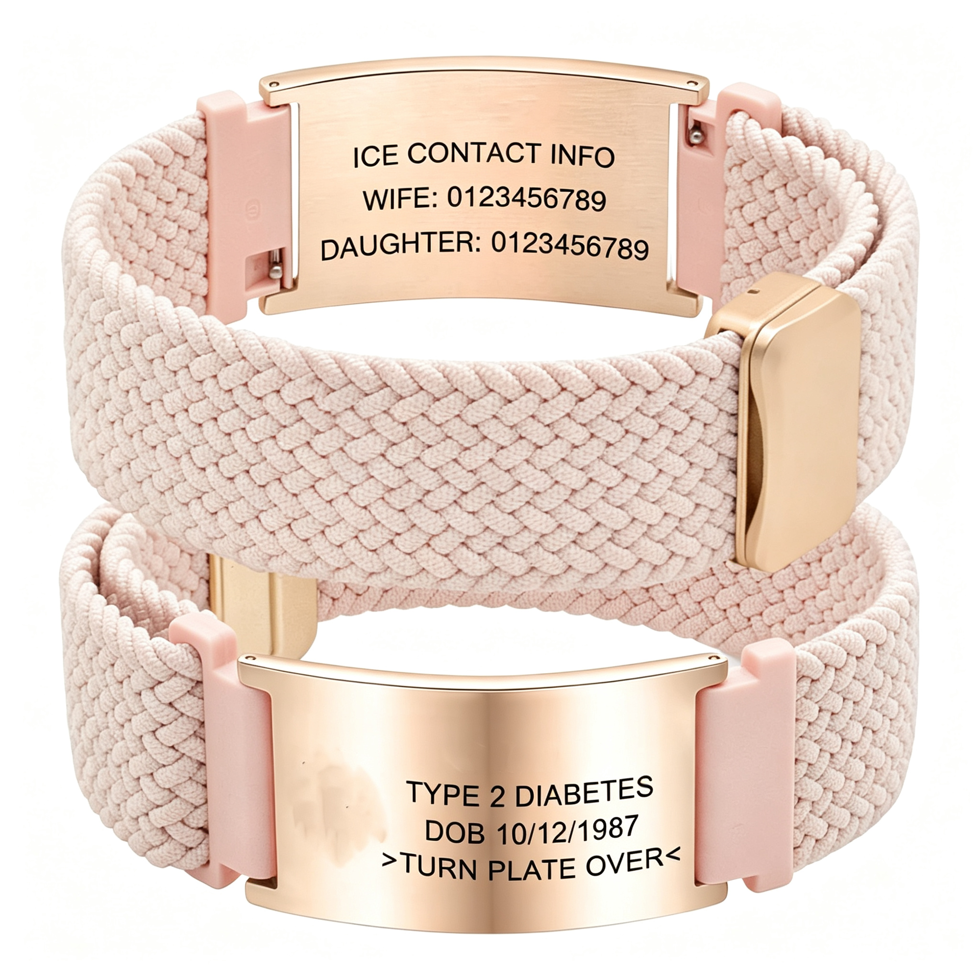 SELIVO Personalized Medical Alert Bracelet|Custom Engraved Medical ID Tag,Adjustable Elastic Nylon Band,Multiple Colors,Emergency Identification Bracelet