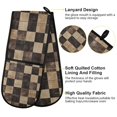 thumbnail image 4 of 35" x7" Double Oven Mitt Heat Resistant Oven Gloves Withstands Up to 200°C for Kitchen Baking & BBQ Brown and Black Tartan, 4 of 6