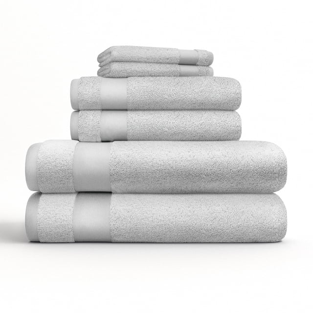 Paquete de 6 Toallas de Baño Básicos en Gris Claro, Suaves y Absorbentes para un Secado Rápido de Comfort Canopy