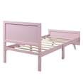 thumbnail image 3 of Kacho Wood Twin Platform Bed, Twin Size Bedframe with Headboard and Footboard, Wood Slat Support for Bedroom and Guest Room, for Teens, Adults, Girls and Boys, Easy to Assemble, Pink, 3 of 8