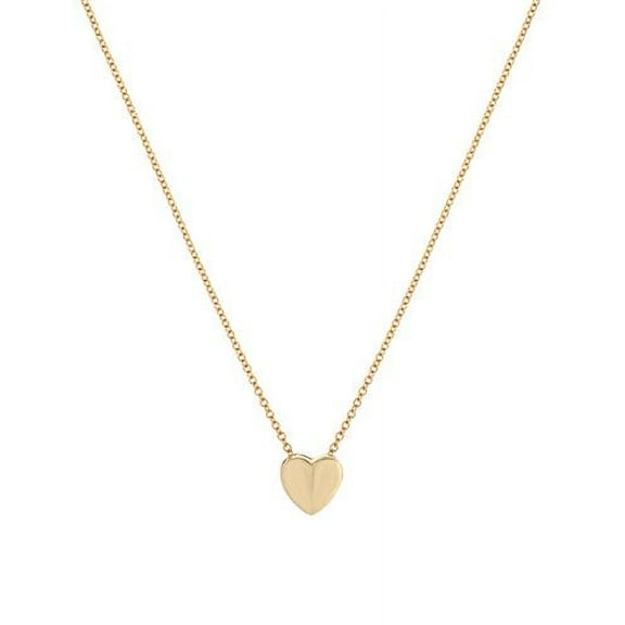 14 Karat Yellow Gold Sliding Heart Necklace, 18"