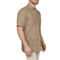 thumbnail image 2 of J. METHOD Men's Short Sleeve Cuban Guayabera Button Down Shirts Classic Embroidered 4 Pockets Casual Top NEMT112 Khaki M, 2 of 6