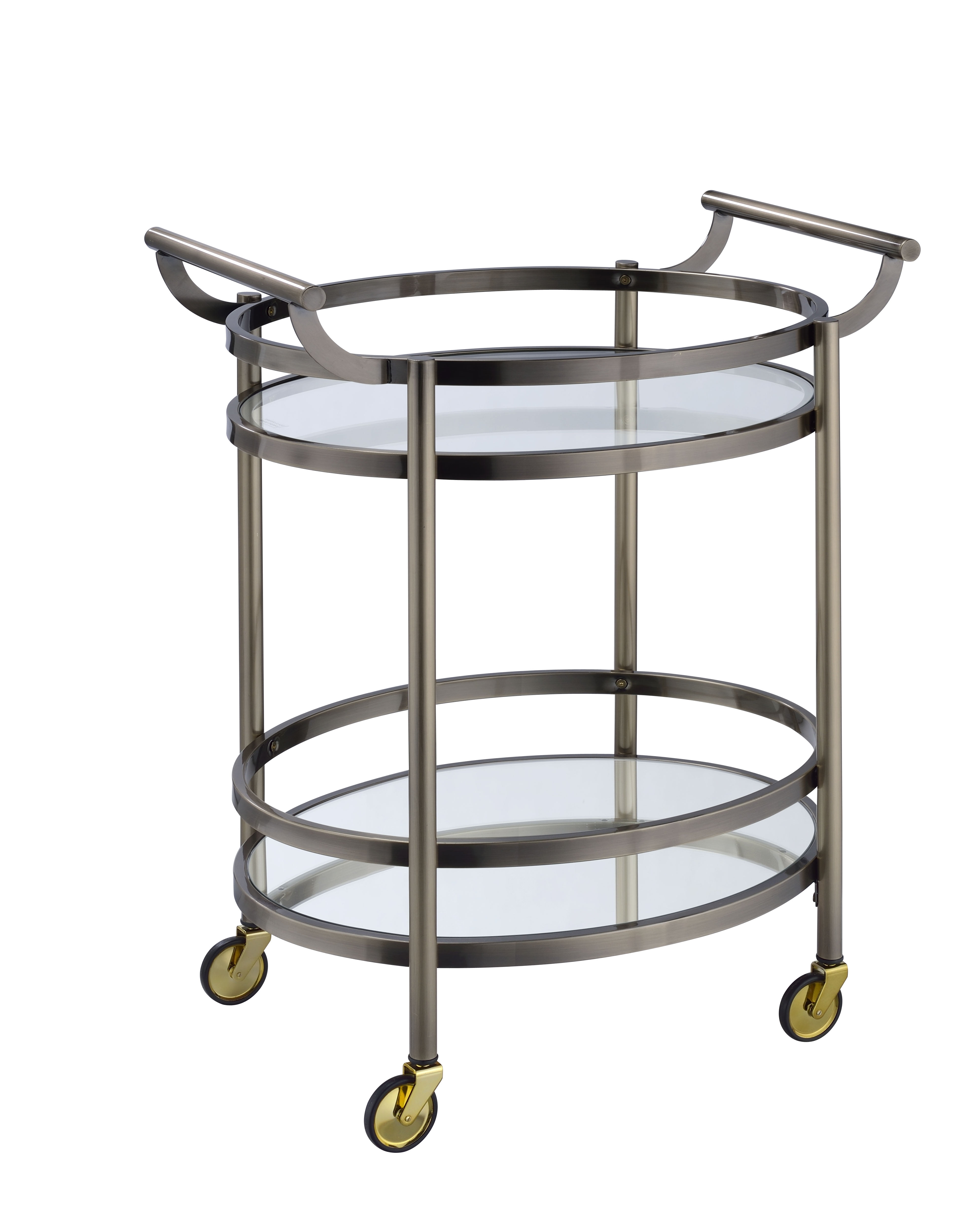folding serving cart on wheels on Serving Cart Brushed Bronze Clear Glass Walmart Com Walmart Com